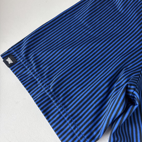 PXG Mens Small Blue/Black Performance Stretch Polo Shirt striped short sleeve - Picture 2 of 11